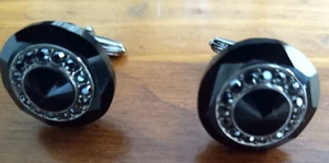 Elegant Lanvin Swarovski Cufflinks / Whale Back Closure / Used - Picture 1 of 3