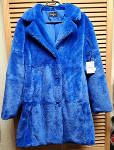 *** Damen Jacke Kurzmantel Blazer Pelz Fell Imitat Blau Gr. 38 Neu *** - Bild 1 von 8