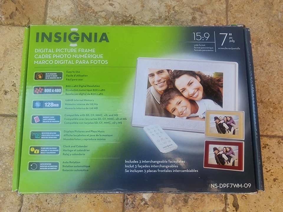 INSIGNIA DIGITAL PICTURE FRAME Wide FORMAT 7" SCREEN NS DPF7WM 09 15:9 - Image 1 of 1
