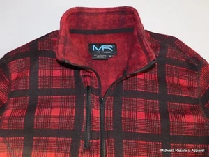 Mack Russo Red Plaid Fleece Lined 1/4 Zip Pullover Sweater Mens Size XL - Picture 1 of 7