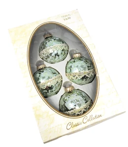Classic Collection Glass Ornaments (4) Mint Green Faux Pearls 2005 Hobby Lobby - Picture 1 of 8
