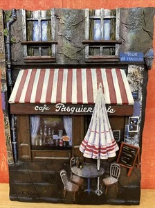 Mark St. John 3D Cafe Pasquierl Rue De Madiran Wall Hanging Plaque Umbrella - Picture 1 of 7