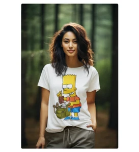 New T-Shirt Unisex Bart Simpson T-Shirt, Unisex Casual Tee, Comfortable Cotton  - Picture 1 of 4