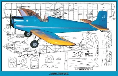 AMI Model Airplane Plans (RC): Druine Turbulent 50" Sport-Scale for .20-.35 - Image 1 of 3