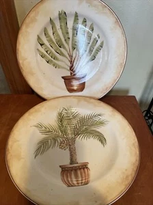 2 American Atelier China Tropische Palme 8 1/4" Salatteller Porzellan - Bild 1 von 8