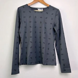 Adidas|Gray and Black Stretchy Long Sleeve Logo Tee sz Medium - Bild 1 von 6