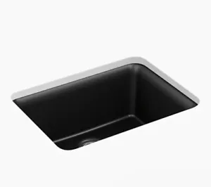 KOHLER K-28001-CM1 Cairn Undermount Kitchen Sink 24”x18” Matte Black Single Bowl - Picture 1 of 5