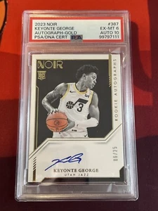 2023 Panini Noir Basketball Keyonte George Autograph Gold /25 PSA 6 AUTO 10 - Picture 1 of 2