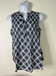 Neu mit Etikett Cocomo Damen Übergröße 1X schieferkariertes gewebtes Oberteil mit V-Ausschnitt ärmellos - Bild 1 von 10