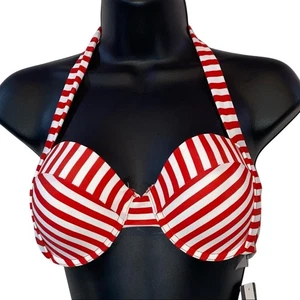 Neu mit Etikett Marilyn Monroe rot & weiß gestreiftes Push-up-Bikinioberteil - Bild 1 von 6