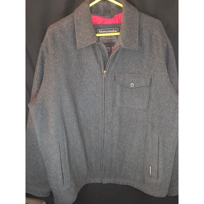Abercrombie & Fitch Mens Wool Gray Jacket Coat Full Zip XL Heavyweight! - Image 1 of 4
