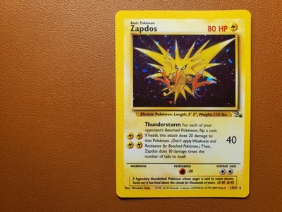 Zapdos Holo Rare Unlimited Swirl 15/62 Fossil Base Set NM 1999 Pokémon TCG WOTC - Image 1 of 2
