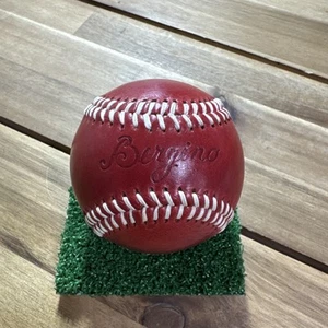 Bergino Collectible Baseball - Red Leather, Includes Turf Display And Box - Picture 1 of 2