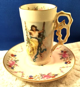 TAZA Y PLATILLO DE TÉ VINTAGE PINTADO A MANO BETHWOOD ROYAL CHINA DEMI - Imagen 1 de 5