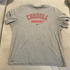 Awesome - Nike Dri Fit - CORNELL HOCKEY - Center Swoosh - Gray T Shirt - XXL - Picture 1 of 3