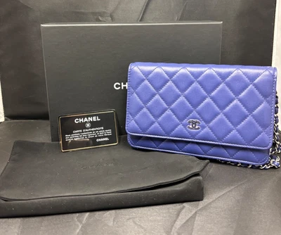 Chanel Caviar WOC Wallet On Chain Quilted Lambskin Bag - Blue - Box & Papers - Image 1 of 4