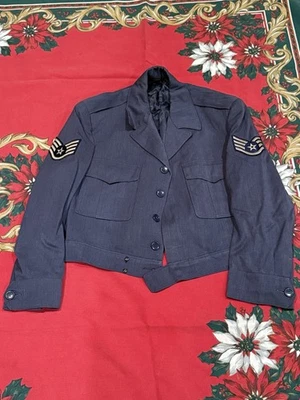 Vintage 1950-60s USAF Cropped Military Jacket Mens Blue Preowned Wool - Image 1 of 4