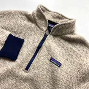 Patagonia Woolyester Fleece Pullover Womens Large Oatmeal 1/4 Zip Jacket Sweater - Picture 1 of 13