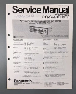 Panasonic CQ-S780EU CQ-S2780EC Service Manual for Cassette Car Stereo - Picture 1 of 5