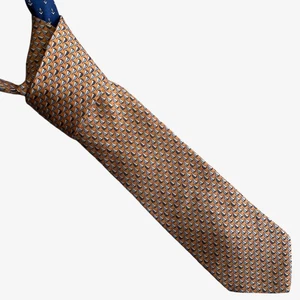 Vintage 90s Tommy Hilfiger Geometric Sailing Boat Print Orange Silk Tie, Yacht - Picture 1 of 3