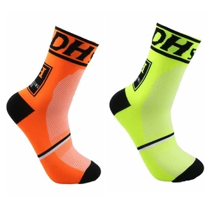 2Pairs Pro Road Cycling Socks Riding Bicycle Bike Sport Ankle Socks Orange Green - Picture 1 of 7