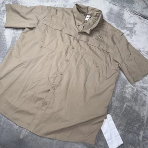 BAW Fishing Shirt Tan Short Sleeve Vented Back Adult Size 3x Logo - Picture 1 of 18