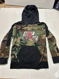 Nike Air Jordan Kid Camo Hoodie Boys Jr Sz M 10-12 Yrs Hooded Sweatshirt Pocket - Picture 1 of 5