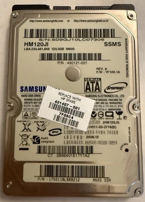 Samsung Spinpoint M60S HM120JI 120GB Internal 5400RPM 2.5" (HM120JI) HDD - Image 1 of 3