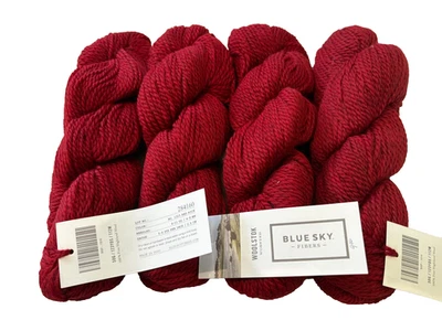 Hilo de lana Woolstok de fibra Blue Sky 492 yd 4 madejas lote 1315 Red Rock Foto 1 de 3