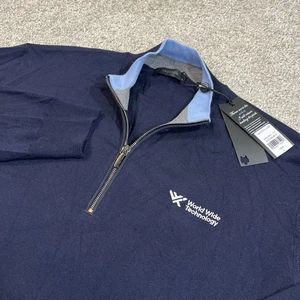 Greyson Saratoga 1/4 Zip Sweater L Blue Performance Golf Pullover Wool Knit NWT - Picture 1 of 11