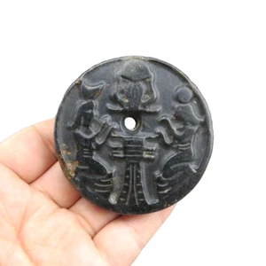 China,old jade,hongshan culture,Black magnet,rare Rock paintings,pendant Y(423) - Picture 1 of 5