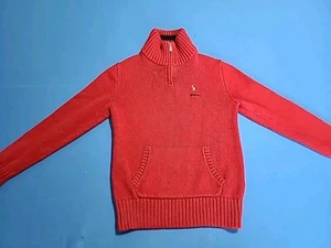 Polo Ralph Lauren Pullover Sweat Youth Size Medium 10/12 Red 1/4 Zip  - Picture 1 of 11