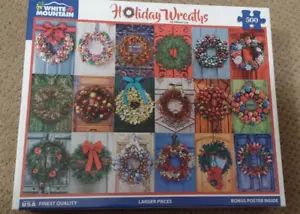 White Mountain Holiday Wreaths Jigsaw Puzzle 500 Larger Piece Complete - Picture 1 of 1