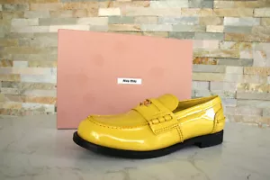 Miu Eu 41 Slippers Moccasins Low Shoes Patent Leather Yellow Sole New Previously - Picture 1 of 7