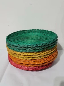 SET OF 18! Rattan Bamboo Tray Wicker Tiki Lap TV Serving Platter 19x13 Vintage - Picture 1 of 4