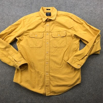 Camisa Abercrombie & Fitch Para Hombres XL Franela Amarilla Bolsillo Abotonable Gamuza Preppy Foto 1 de 4