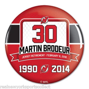 MARTIN BRODEUR NEW JERSEY DEVILS OFFICIAL RETIREMENT GAME BUTTON 2/9 RARE #30 - Picture 1 of 1