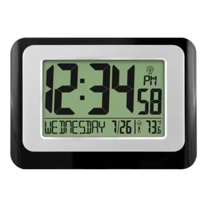 Digital Atomic Black Wall Clock with Indoor Temperature - Picture 1 of 6