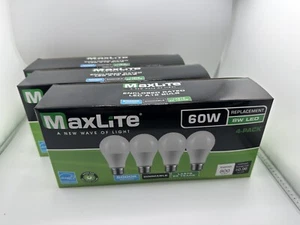 Maxlite Dimmable LED 8W Daylight Light Bulb A19 60W Replacement 5000k - 12 PACK - Picture 1 of 3