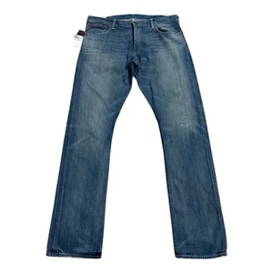 Ralph Lauren Varick Slim Straight Jeans 38x34 Blue Denim Distressed New $98 - Picture 1 of 14