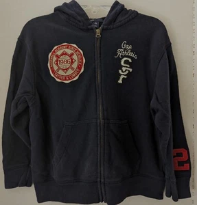 GAP Kids Boys Athletic Logo Zip Hoodie Jacket  Blue Small 6 7 - Picture 1 of 5