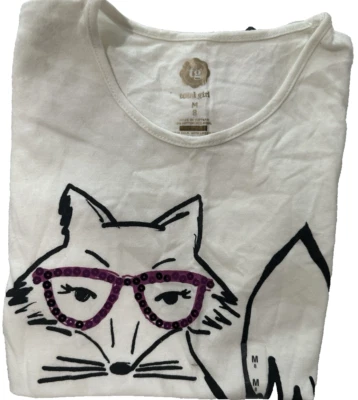 Top negro Total Girl con patrón de zorro oso polar talla L algodón manga corta Foto 1 de 4