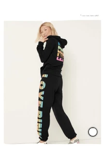 Victoria’s Secret PINK Bling Full Zip Hoodie &sweat Pants Set❤️❤️Tropical XL - Picture 1 of 6