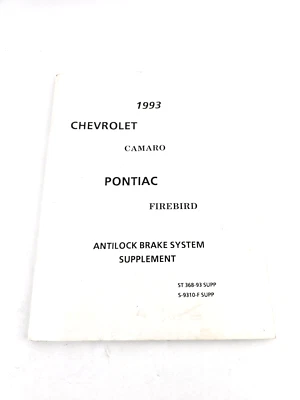 1993 Chevrolet Camaro Firebird Anti-Lock Brake ABS Supplement Manual Foto 1 de 2