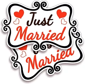2 PC Just Married Car Decoration, Magnet Sign for Wedding Car, Car Magnets, 8x12 - Picture 1 of 7