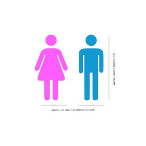 Toilette Tür Aufkleber Damen & Herren | Größe 20cm | rosa & hellblau - Bild 1 von 4