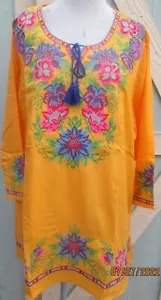 Beautiful cores stitch Eemboriyde Rayon Top- Kurta Tunic Plus size 3XL 50 - Picture 1 of 3