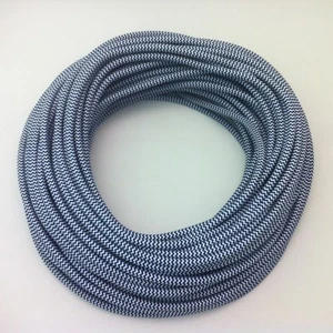 100m Design Textilkabel 2x0,75 Dunkelblau-Weiß Zick-Zack Top Qualität Stoffkabel - Bild 1 von 1