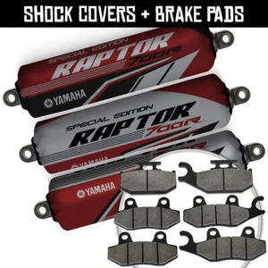 Front Rear Burgundy Shock Covers+Brake Pads for Yamaha Raptor 700 R SE 2006-2012 - Picture 1 of 12