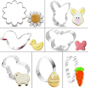 Bunny Cookie Cutters-Egg Carrot Rabbit Flower Duck Butterfly Sheep Spring Easter - Picture 1 of 7